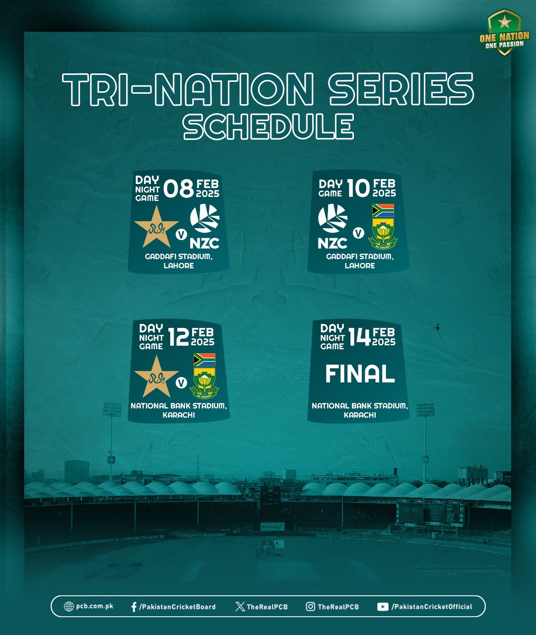 PCB Confirms Details Of Tri-Nation ODI Series PCB Confirms Details Of Tri-Nation ODI Series