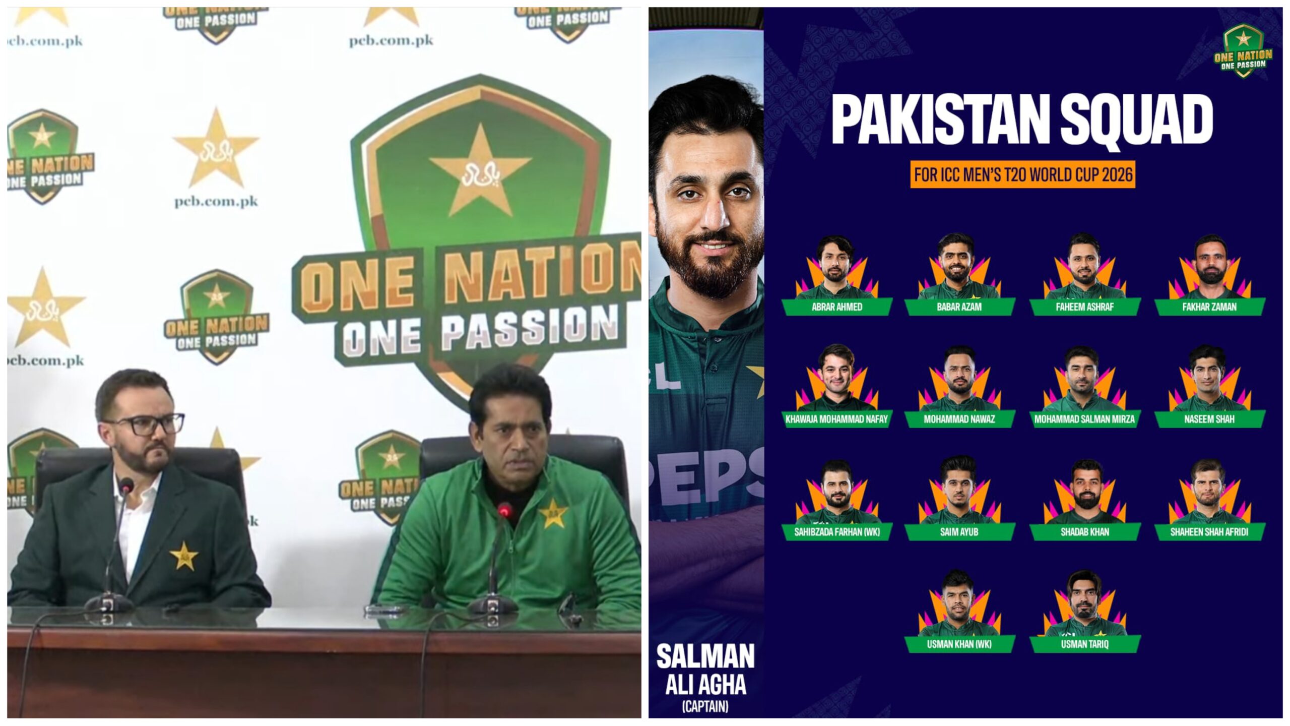 Pakistan Squad Announced For T20 World Cup 2026